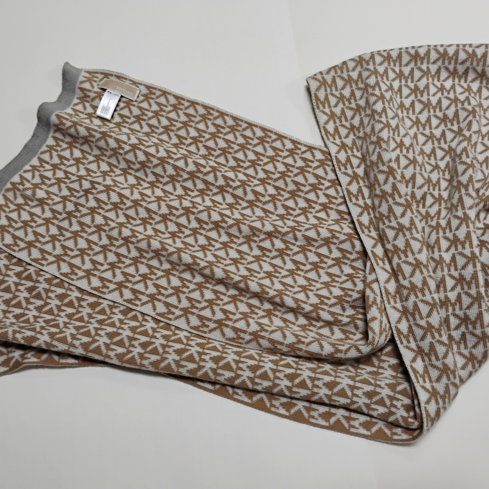 Michael Kors Brown and Cream Patterned Scarf